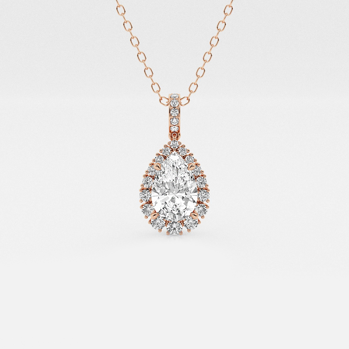 2 1/4 ctw Pear Lab Grown Diamond Halo Pendant with Adjustable Chain